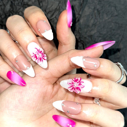 Spring Flower Embossed Handmade Press-On Nails (K-G0080)