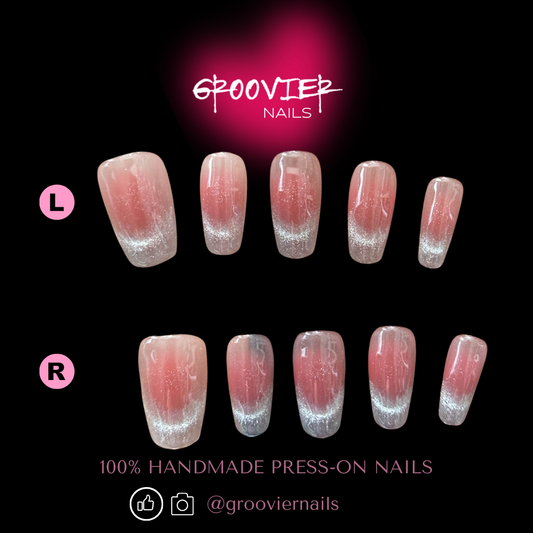 Juicy Peach Cat Eye Short-T Press-On Nails (K-J0039)