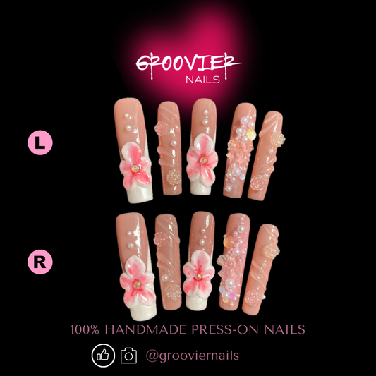 Dreamy Blossom Handmade Press-On Nails (C-E024)