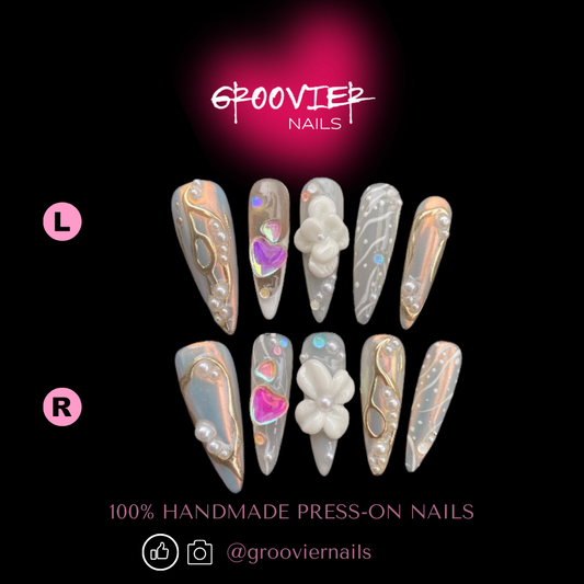 Flower Fantasy Island Handmade Press-On Nails (C-E031)