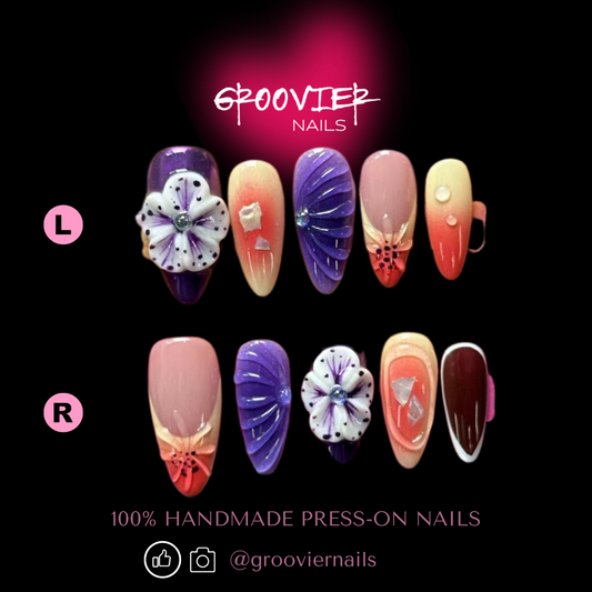 Purple Temptation 3D Carving Handmade Press-On Nails （K-K053)