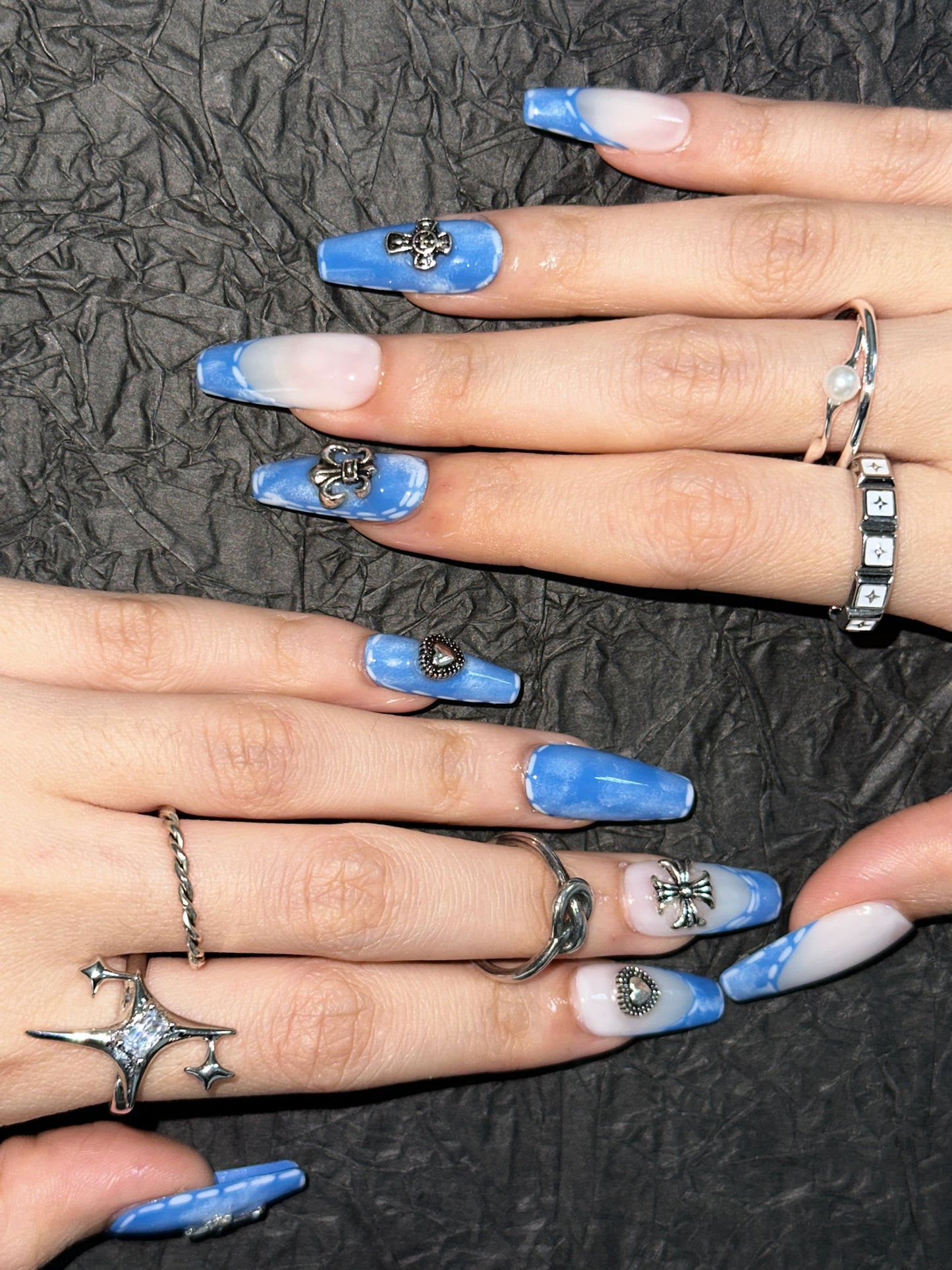 DENIM BLUE JEANS Handmade Press-On Nails (K-G0053)