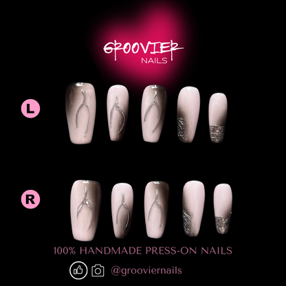 Laser Pink Handmade Press-On Nails (K-D0012)