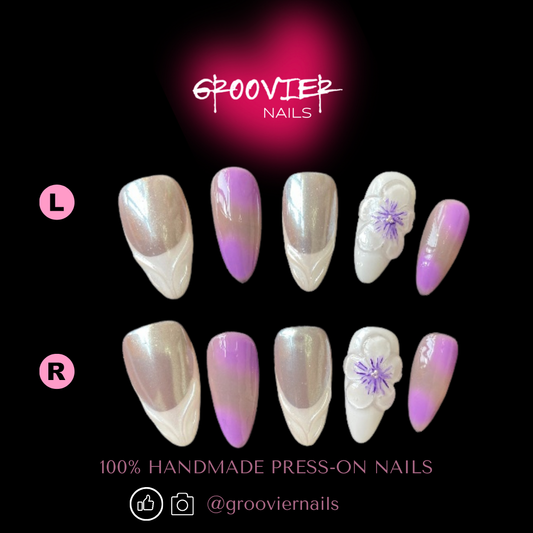 Purple Luau Handmade Press-On Nails (C-E010)