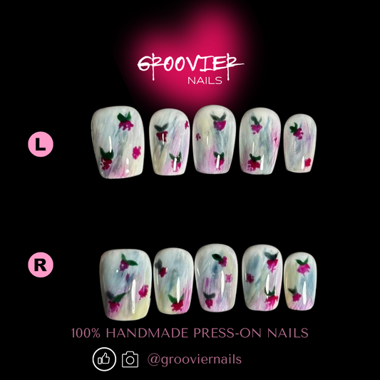 Floral Oil Painting Handmade Press-On Nails (K-G0059)