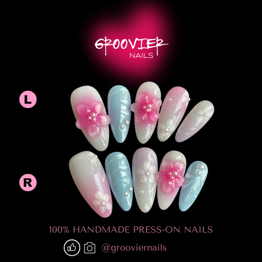 Flower Fairy Handmade Press-On Nails (C-E048)