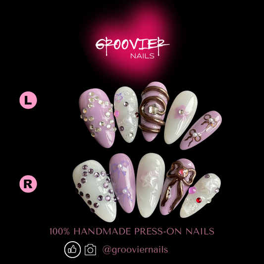 Purple Crane Melody Handmade Press-On Nails (C-E049)