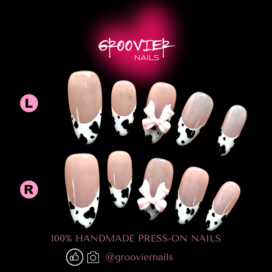 French Milk Pattern Handmade Press-On Nails (K-G0046）