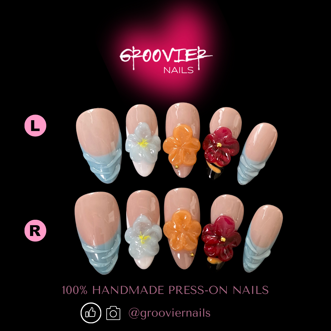 Flower lover Handmade Press-On Nails (C-E034)