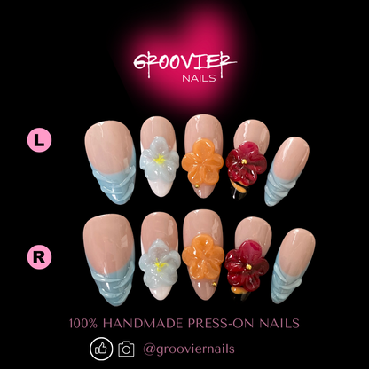 Flower lover Handmade Press-On Nails (C-E034)